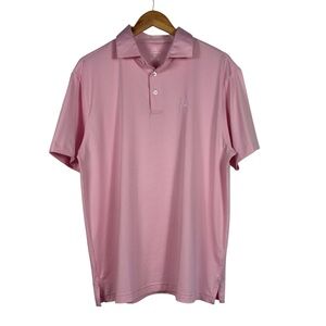 Rhoback Polo Shirt Striped Stretch Golf Performance Polo Shirt Pink Men's Size L